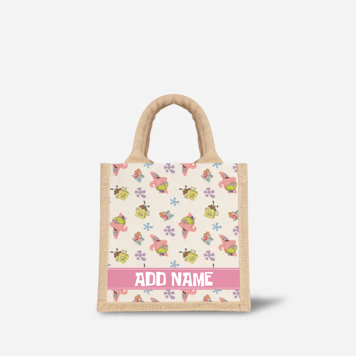 SpongeBob - Happy Walking Pattern Personalized Half Lining Lunch Bag