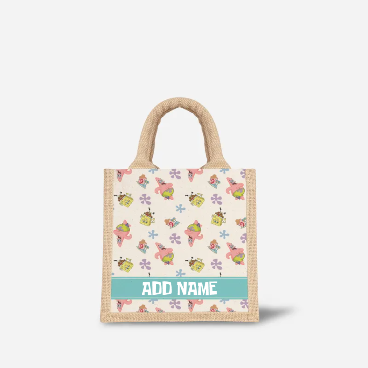 SpongeBob - Happy Walking Pattern Personalized Half Lining Lunch Bag