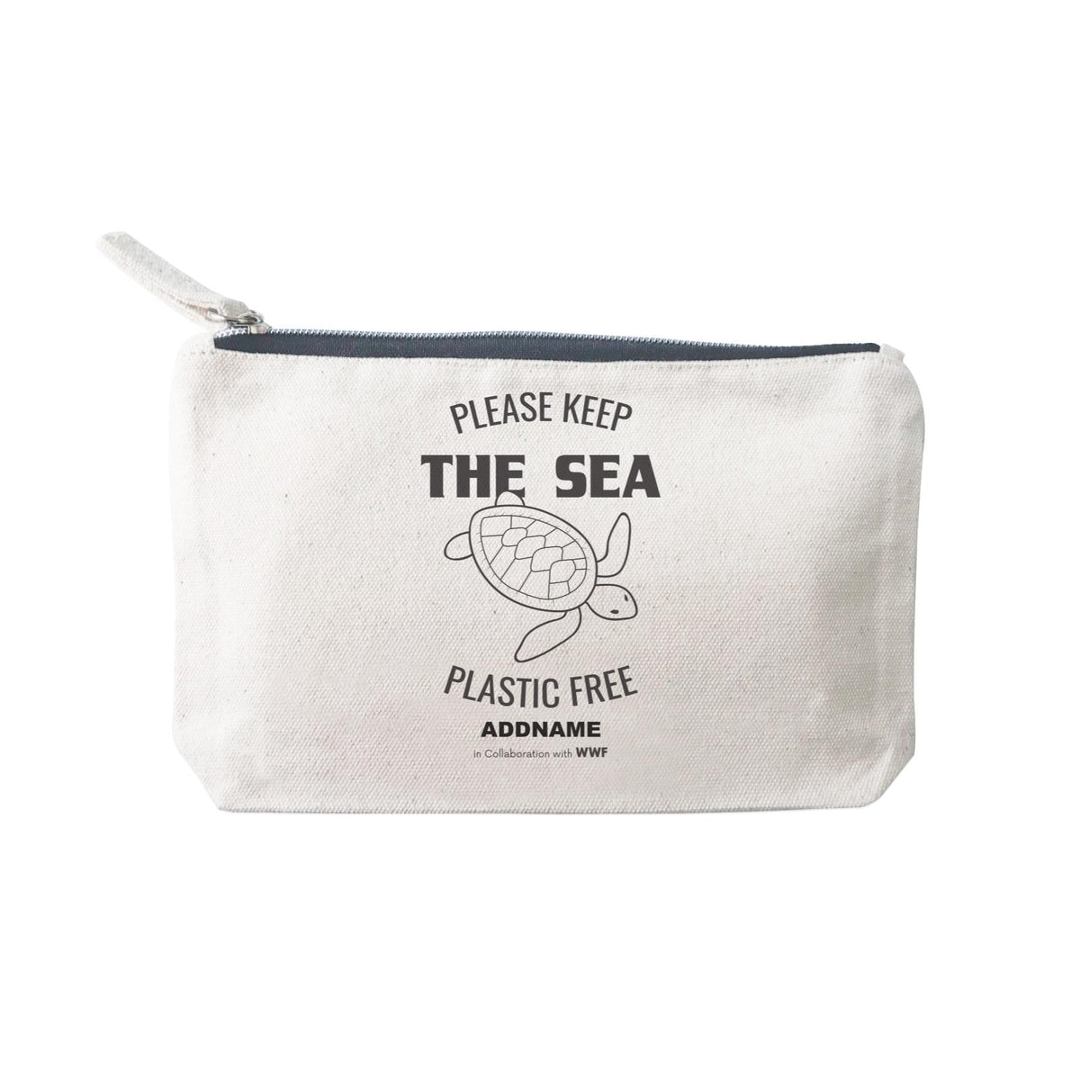 Please Keep The Sea Plastic Free Turtle Monochrome Addname Mini Accessories Stationery Pouch 2