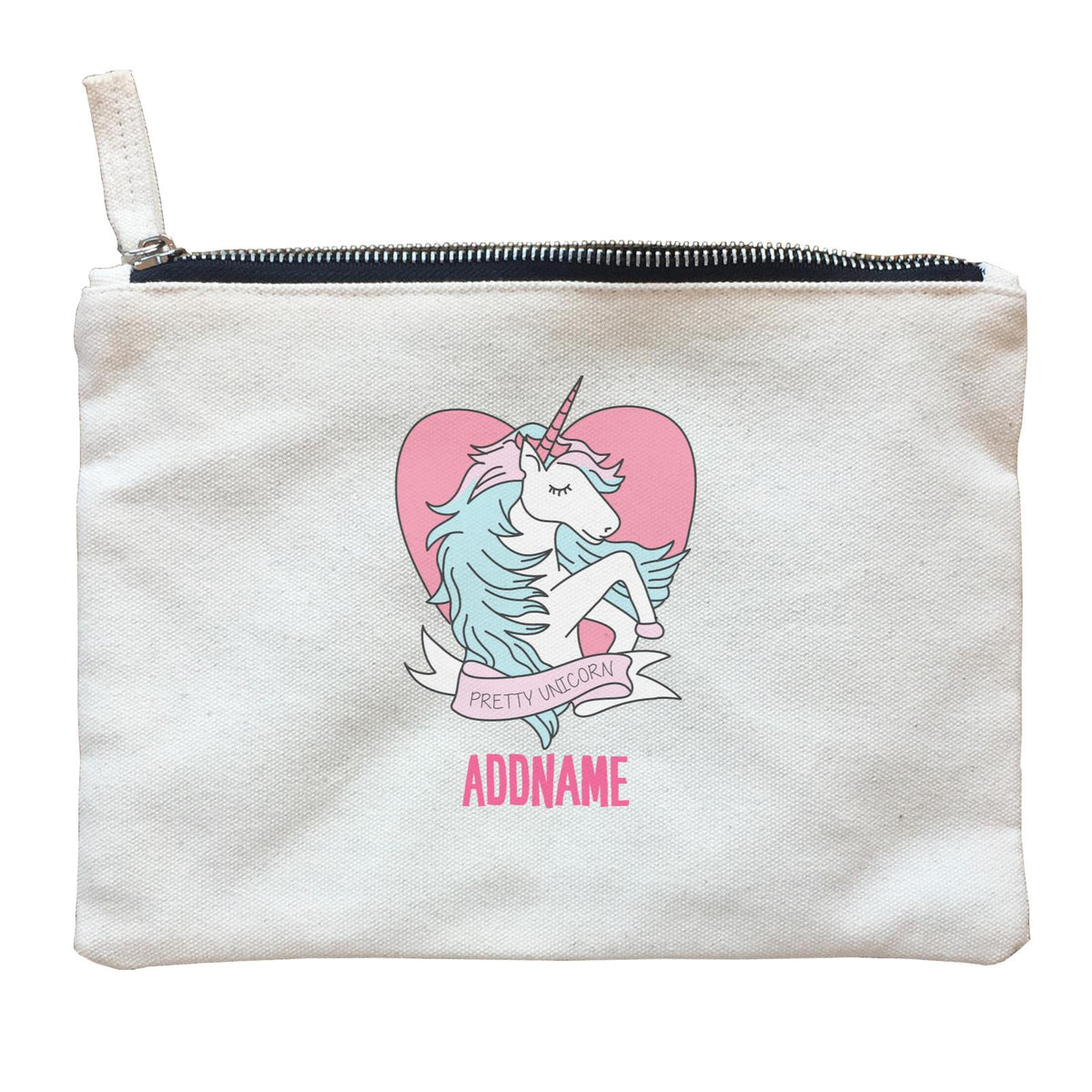 Cool Vibrant Series Sweet Pretty Unicorn Heartshape Addname Zipper Pouch