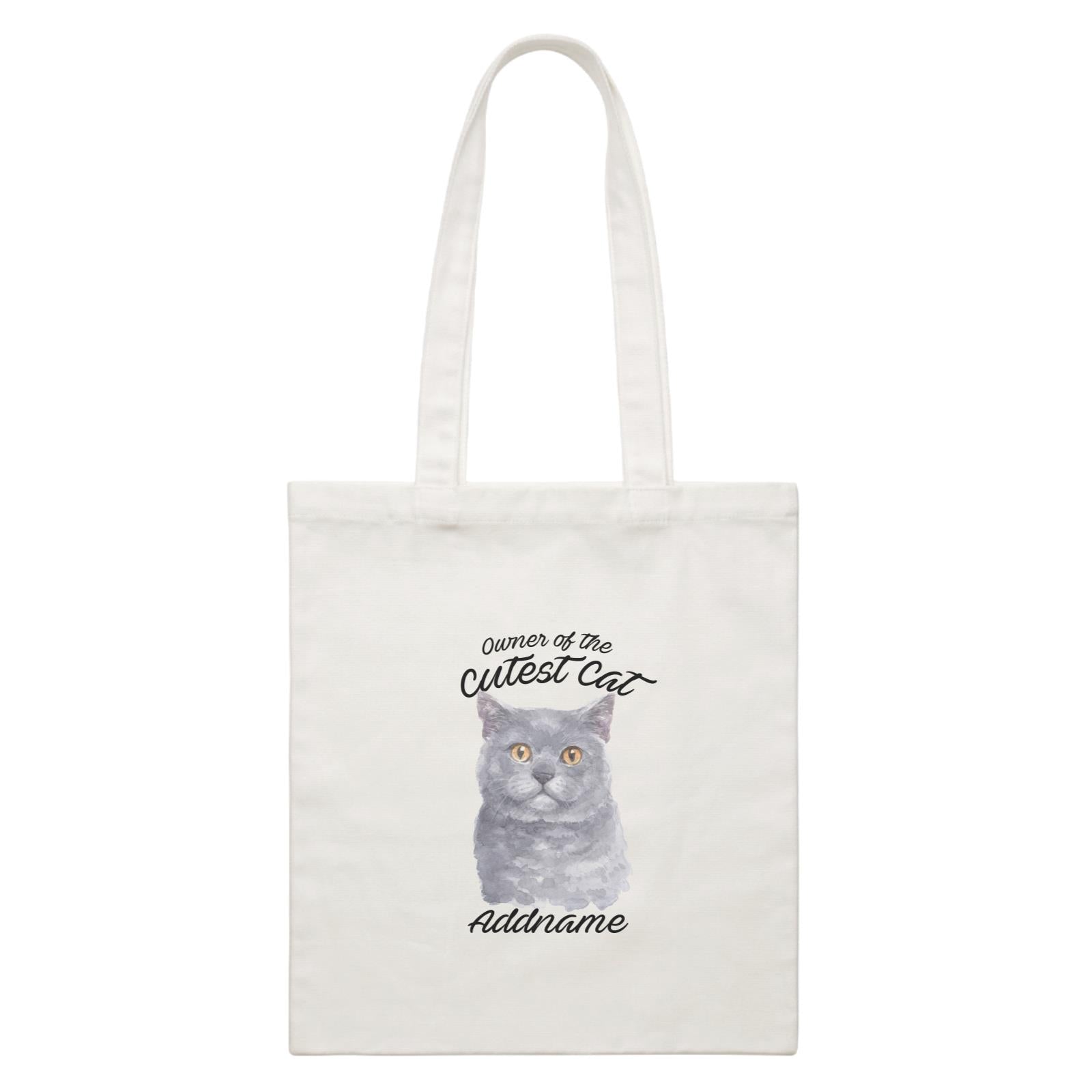 Watercolor Owner Of The Cutest Cat British Shorthair Addname White Canvas Bag