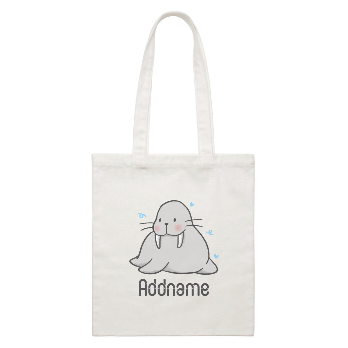 Cute Hand Drawn Style Walrus Addname White Canvas Bag