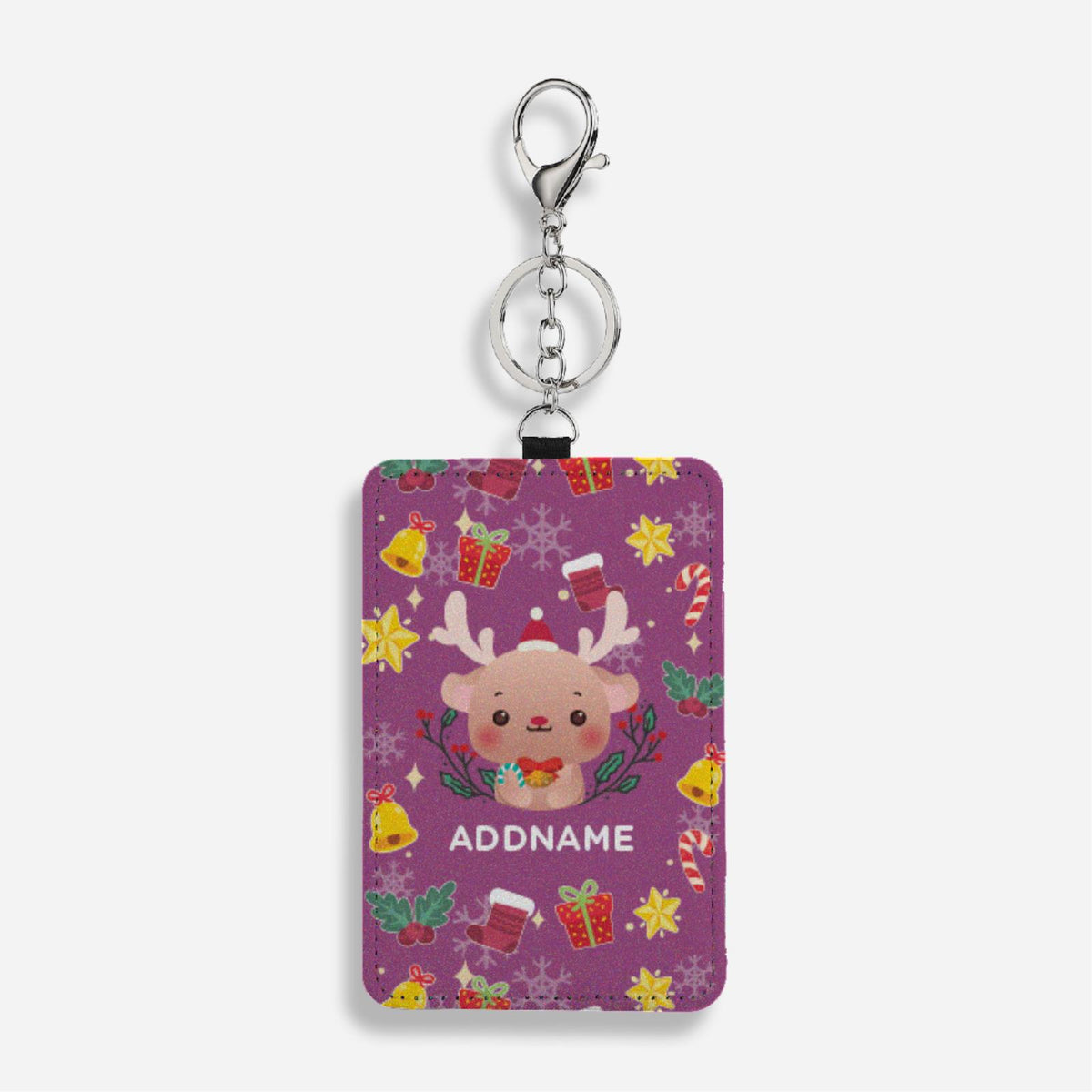 Christmas Cute Animal Series Cardholder With Keyring - Reindeer