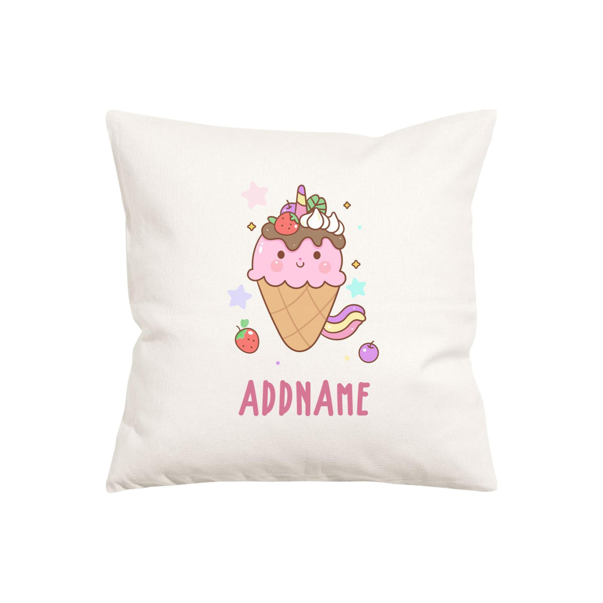 Unicorn And Princess Series Unicorn Ice Cream Addname Pillow Cushion