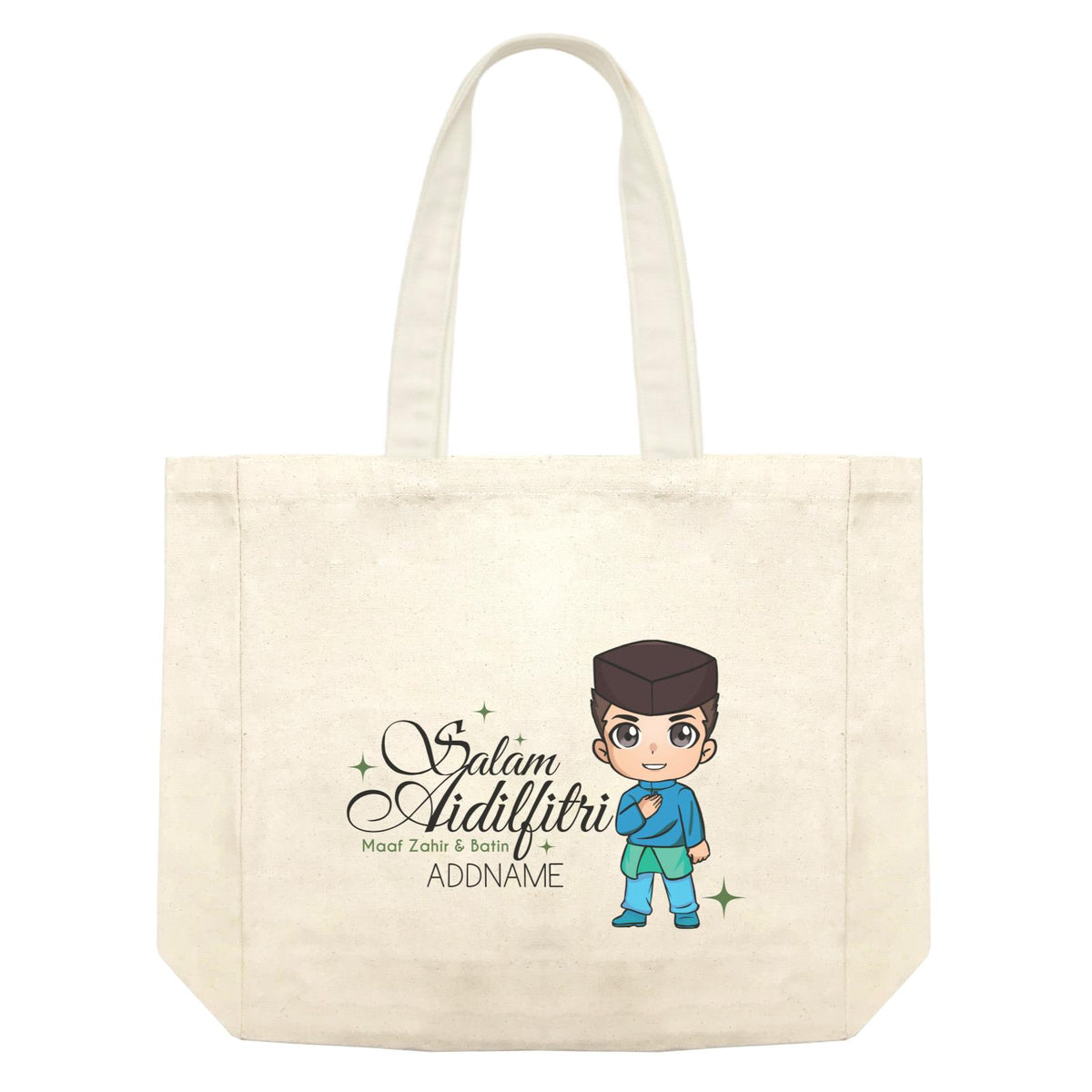 Raya Chibi Wishes Man Addname Wishes Everyone Salam Aidilfitri Maaf Zahir & Batin Accessories Shopping Bag