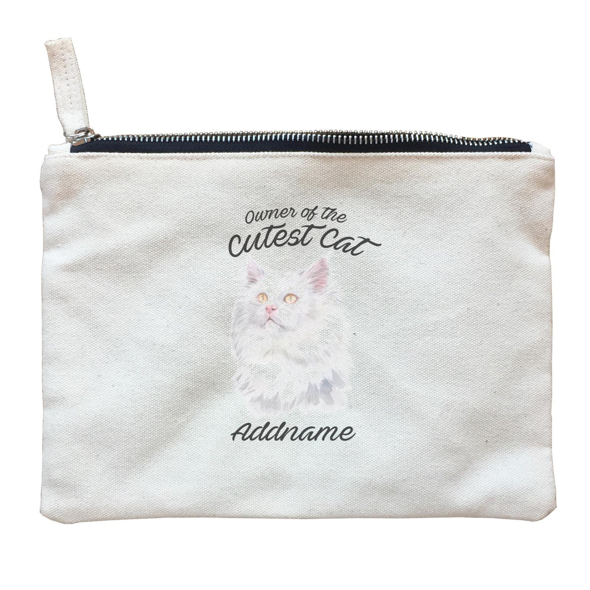 Watercolor Owner Of The Cutest Cat Deutsch Langhaar Katzen Addname Zipper Pouch