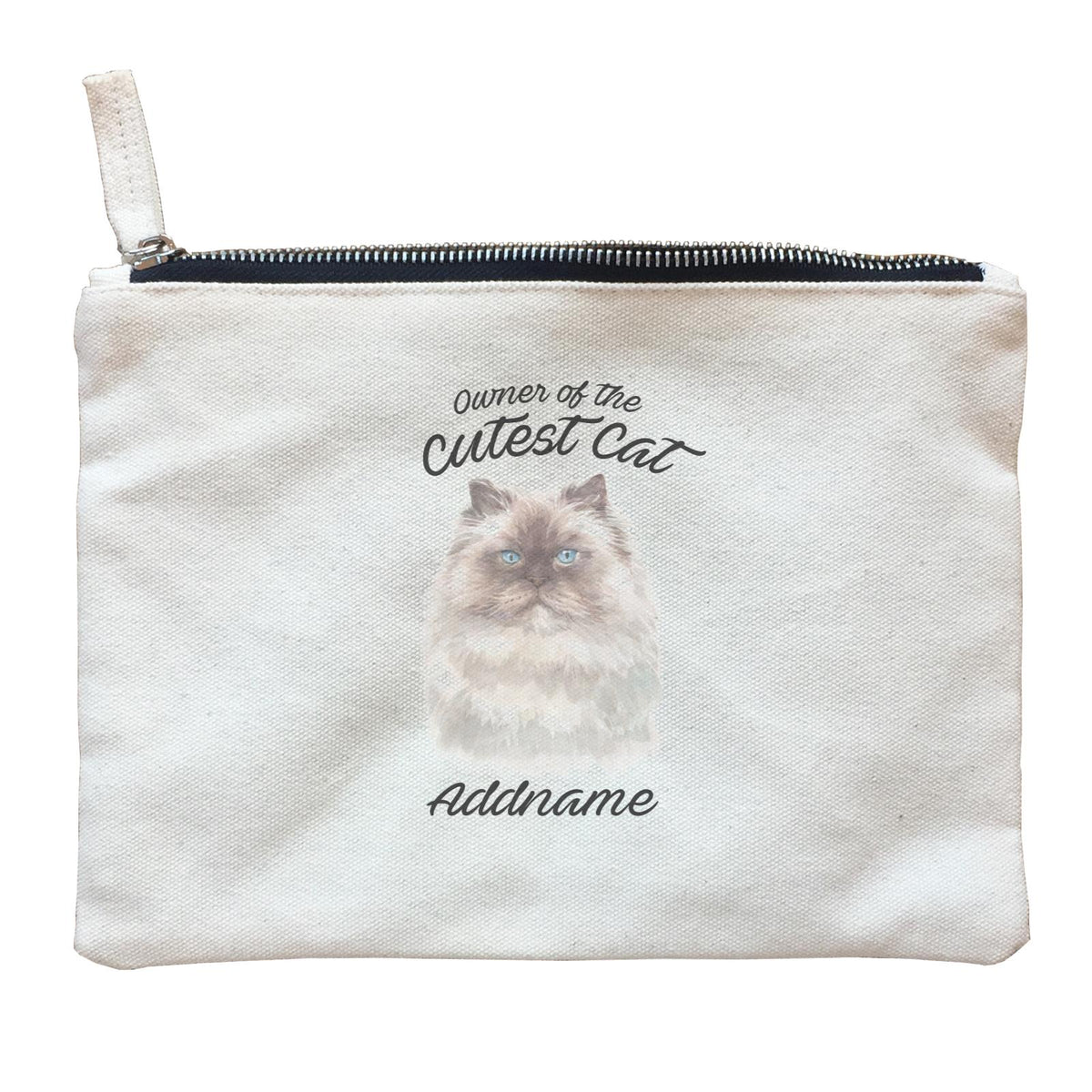 Watercolor Owner Of The Cutest Cat Himalayan White Addname Zipper Pouch