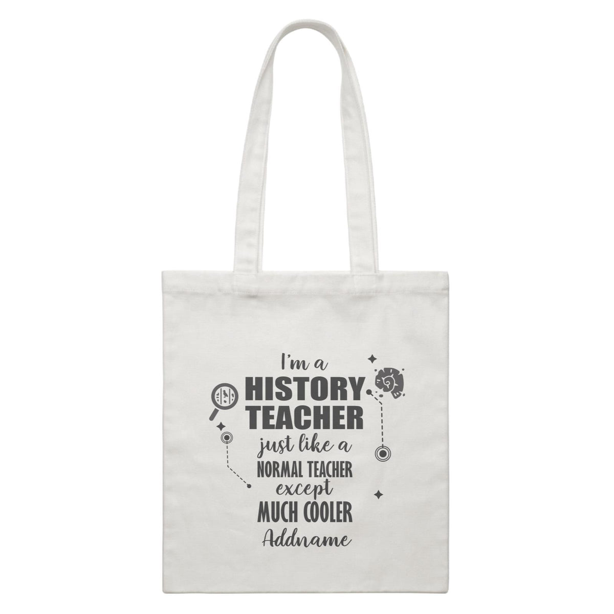 Subject Teachers 1 I'm A History Teacher Addname White Canvas Bag