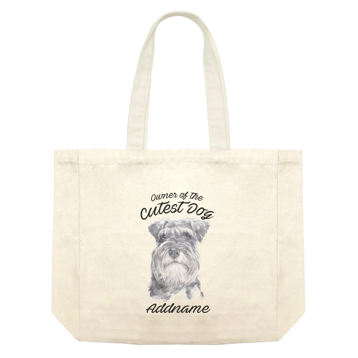 Watercolor Dog Owner Of The Cutest Dog Schnauzer Addname Shopping Bag