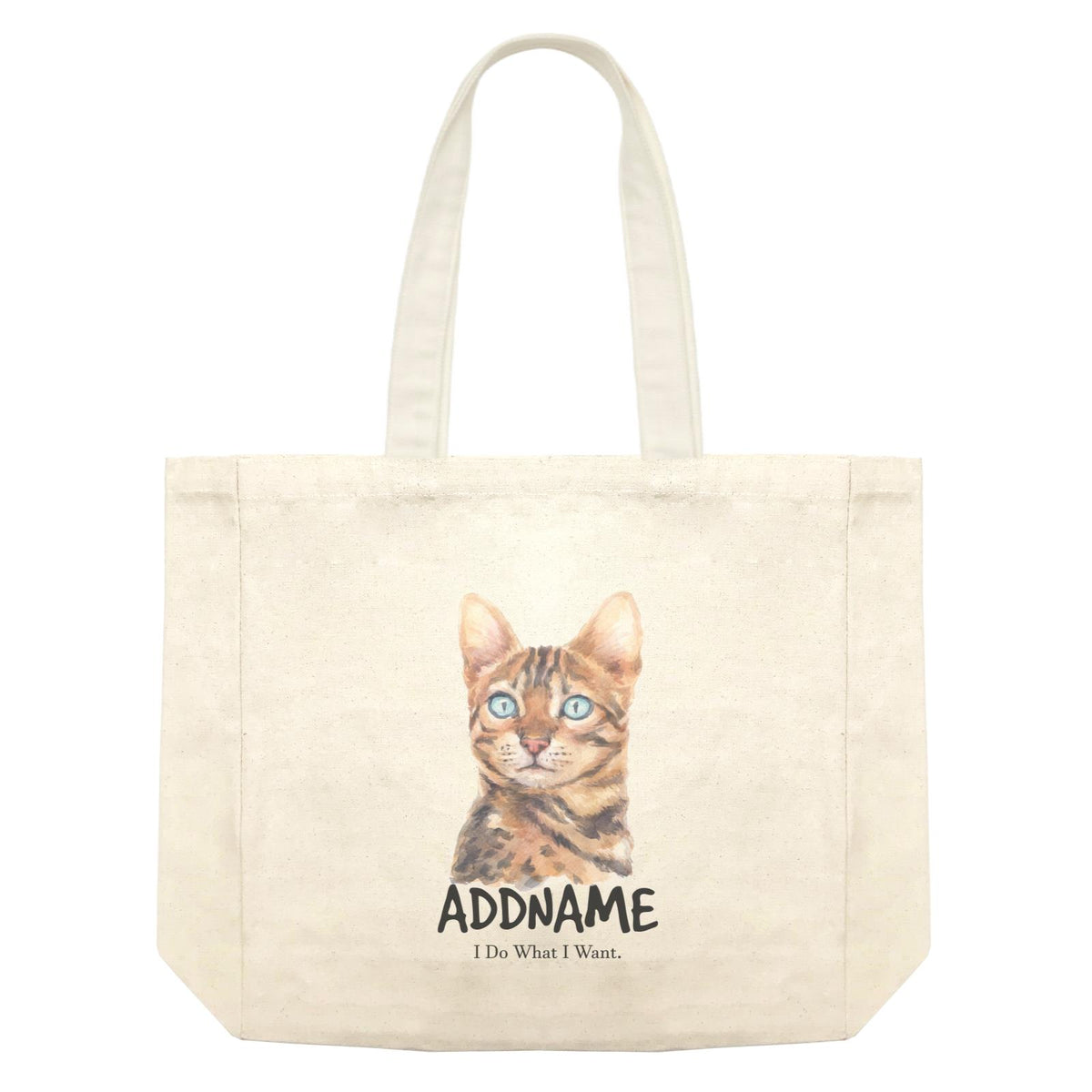Watercolor Cat Bengal Cat I Do What I Want Addname Shopping Bag