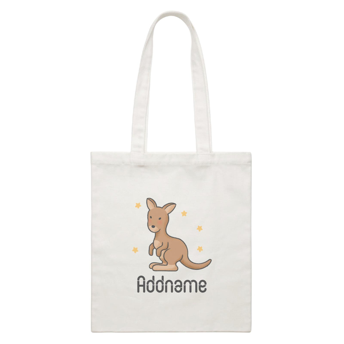 Cute Hand Drawn Style Kangaroo Addname White Canvas Bag