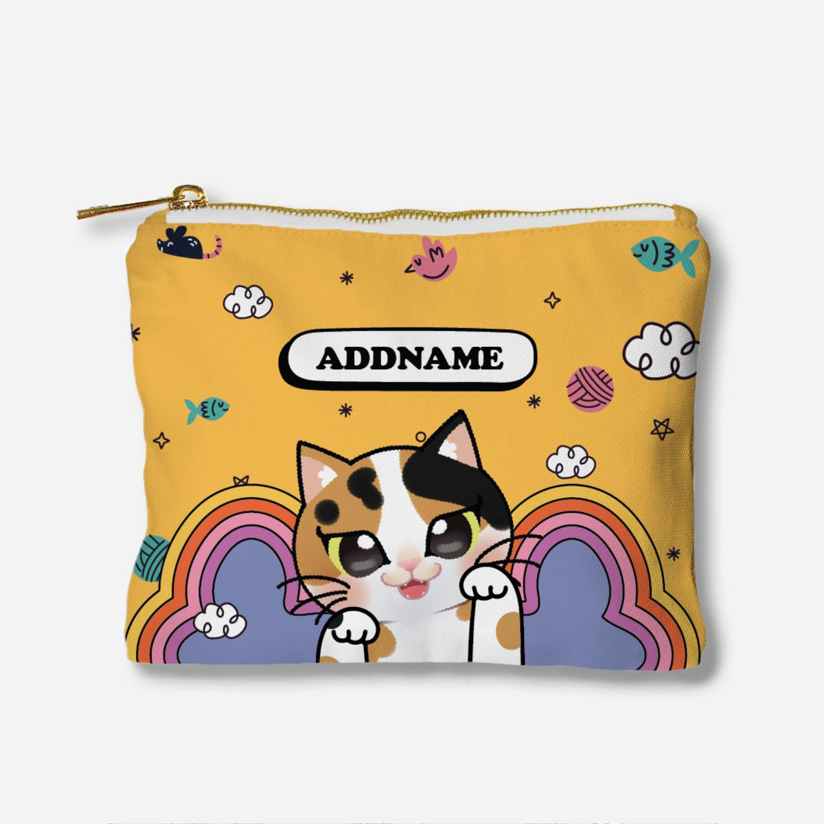 Paw Print Series Full Print Zipper Pouch - Siamese Cat