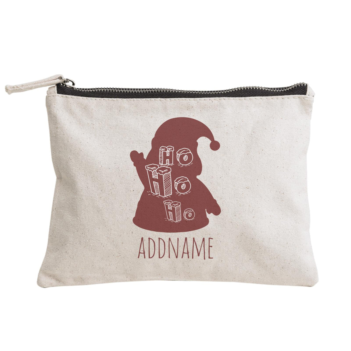 Christmas Series Red Santa Silhouette Ho Ho Ho Zipper Pouch