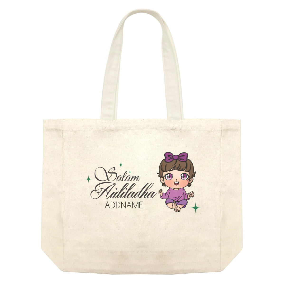 Raya Chibi Wishes Baby Girl Addname Wishes Salam Aidiladha Addname Shopping Bag