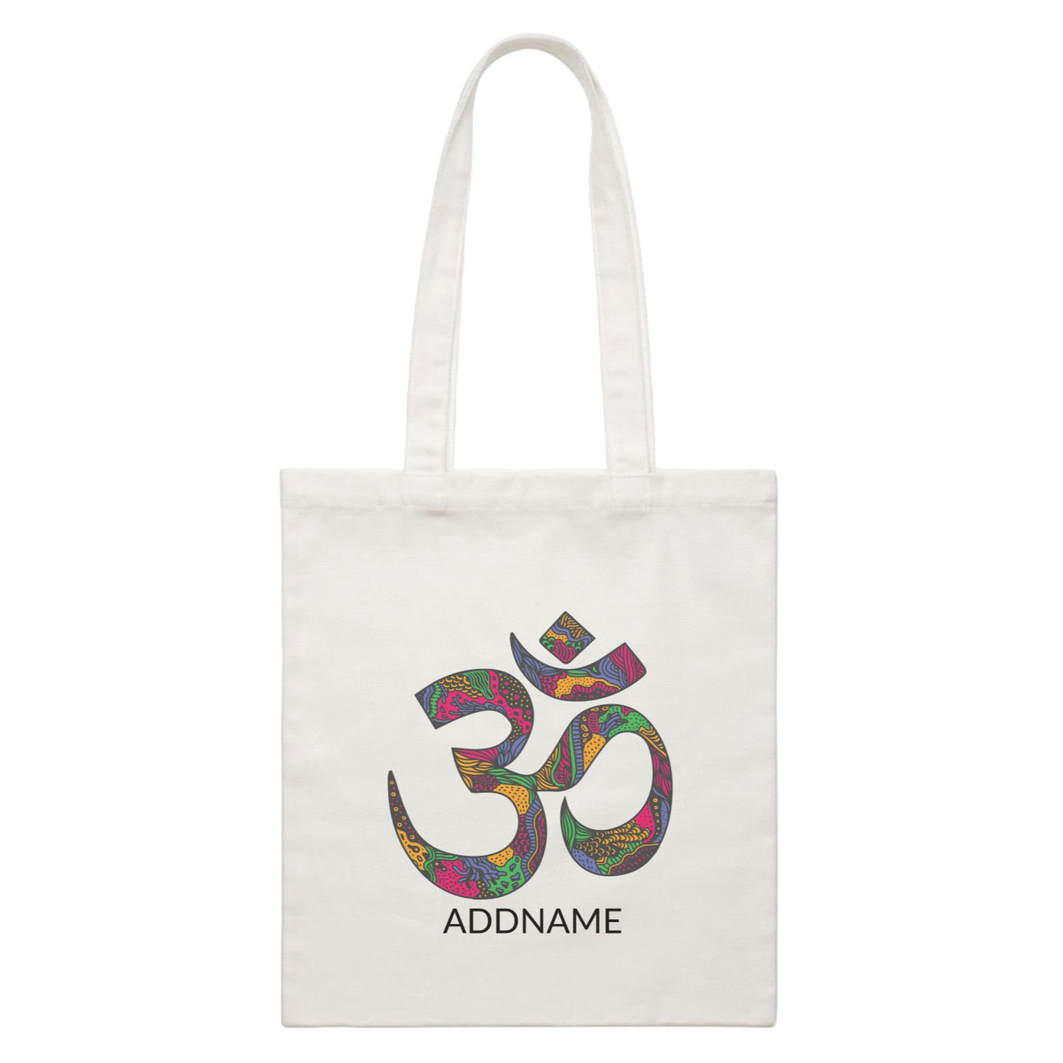 Decorative OM Symbol Addname White Canvas Bag