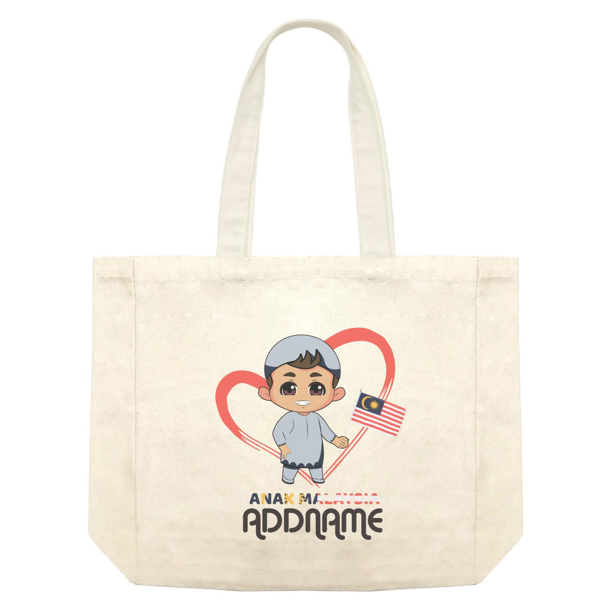 Merdeka Series Anak Malaysia Love Malay Boy Addname Shopping Bag