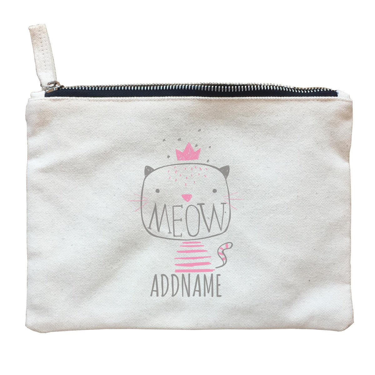 Meow Cat Princess Addname Zipper Pouch