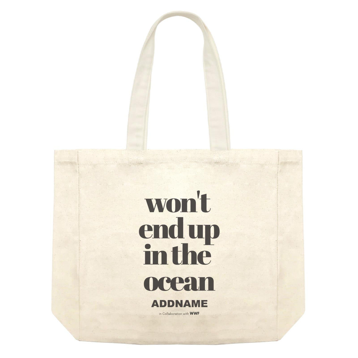 Won't End Up In The Ocean Typography Addname Shopping Bag