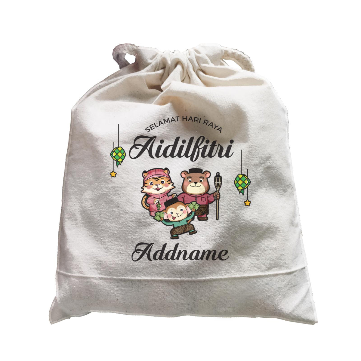 Raya Cute Animals Family With Brother Monkey Wishes Selamat Hari Raya Aidilfitri Satchel