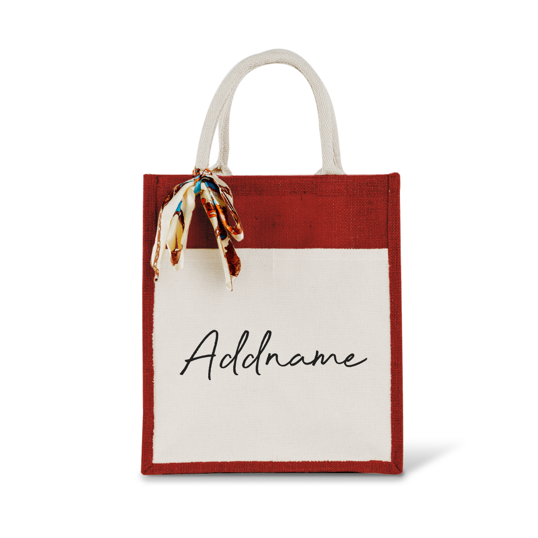 Colourful Jute Bag with Front Pocket