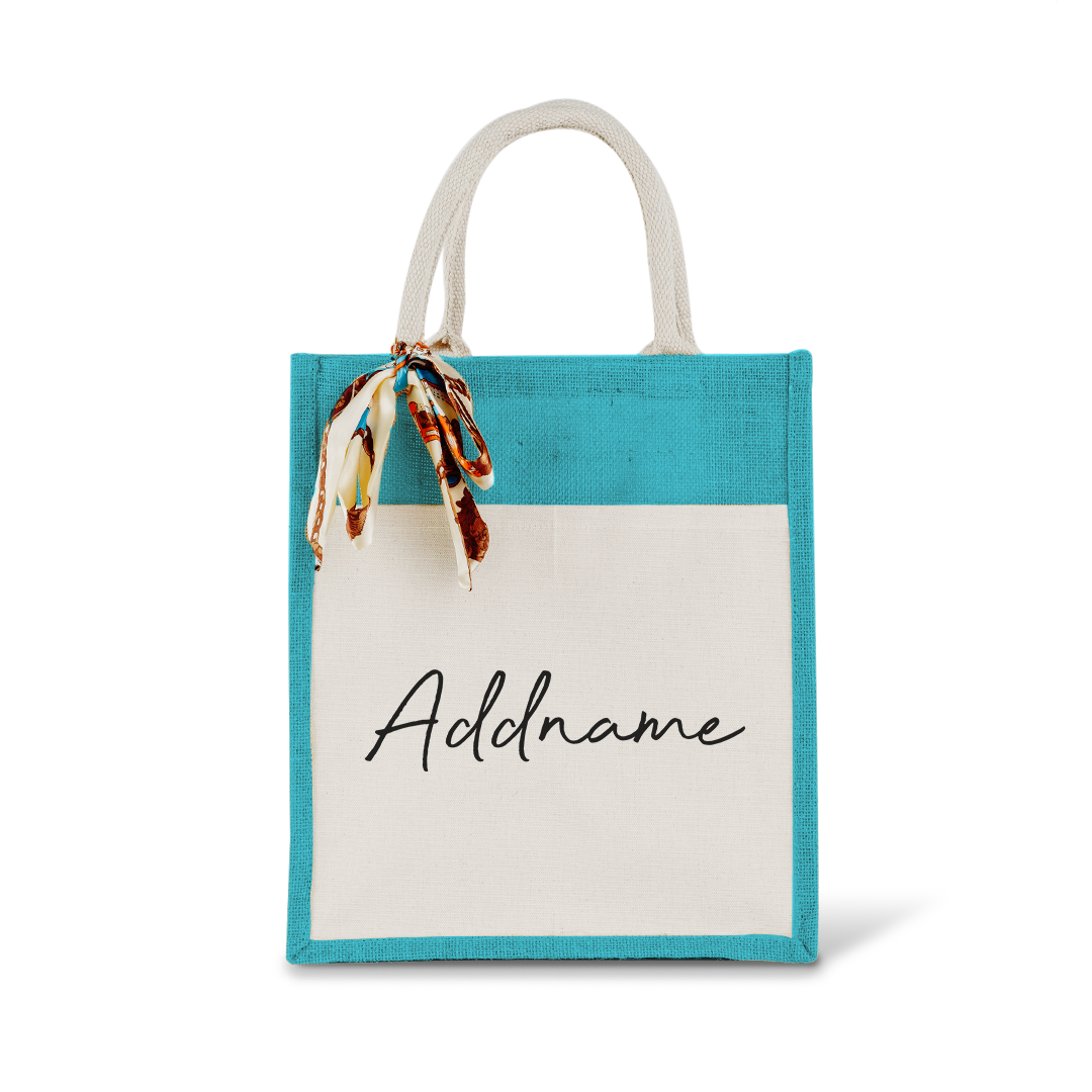 Colourful Jute Bag with Front Pocket