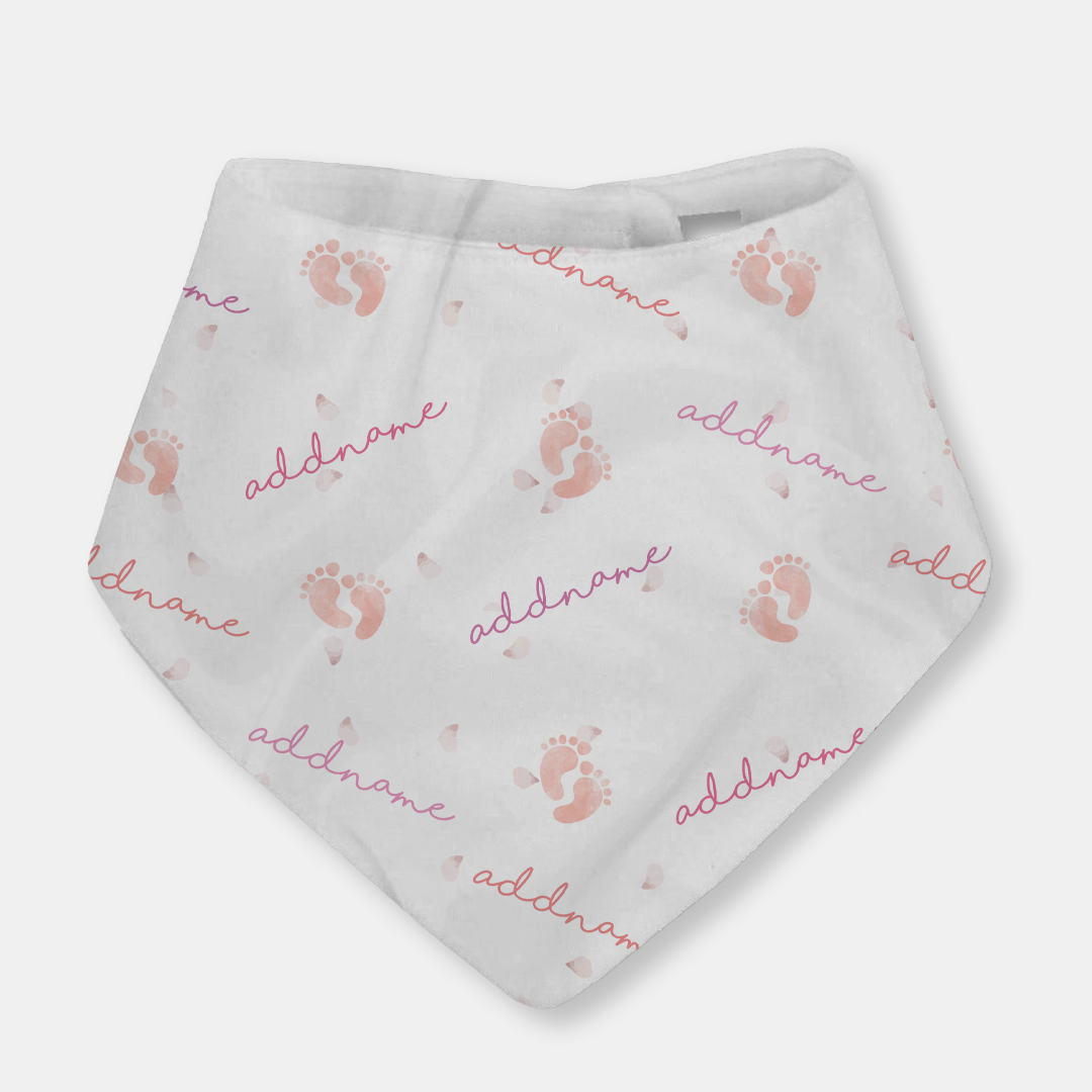 Footprint Girl Baby Bib