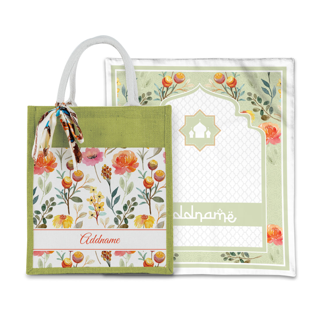 Laura Carnelian Sejadah with Matching Colourful Jute Bag