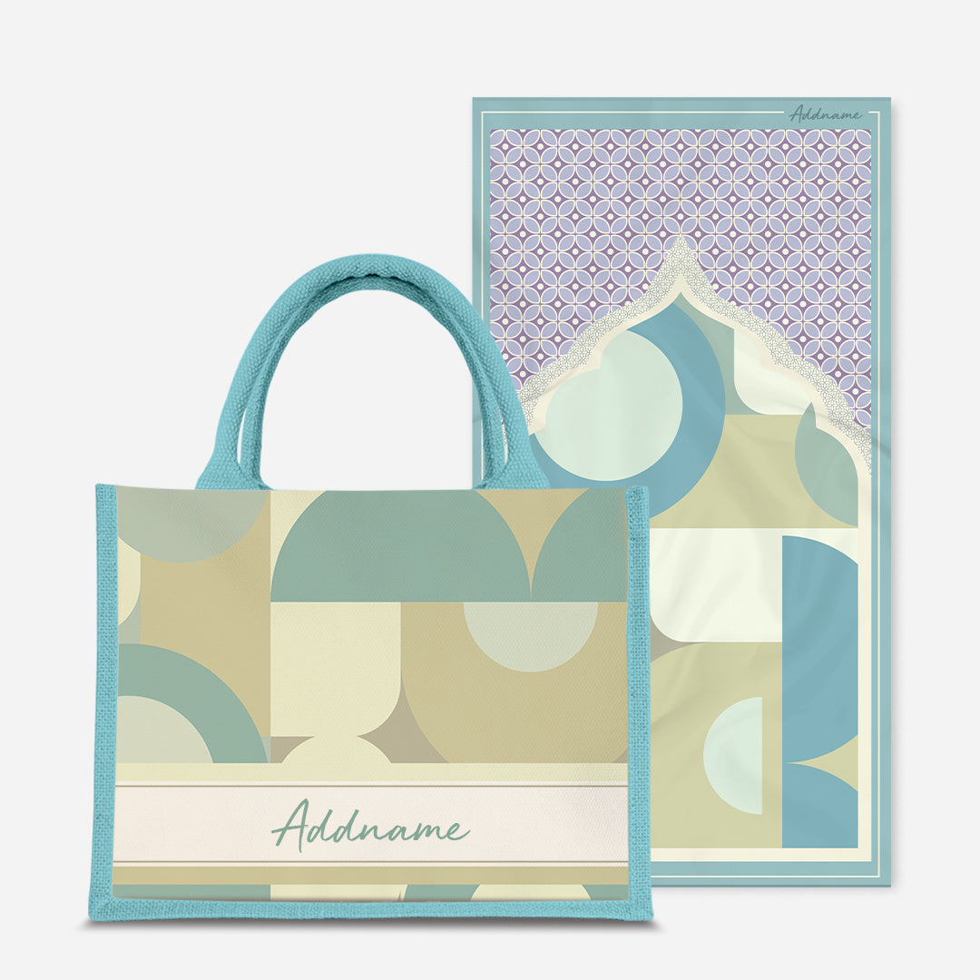 Ryn Series Prayer Mat with Half Lining Small Jute Bag-Pandan