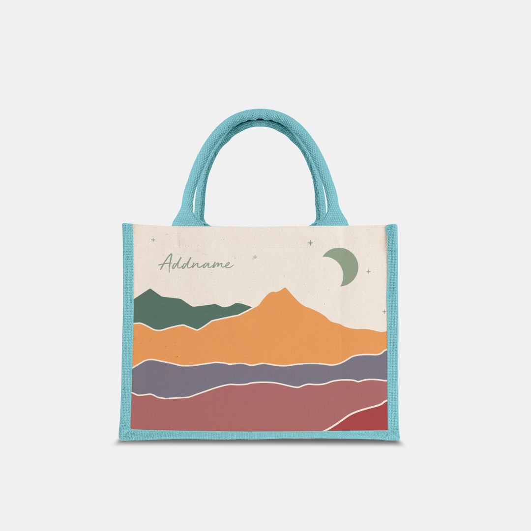 Kaira Series Half Lining Small Jute Bag - Akhdar Light Blue