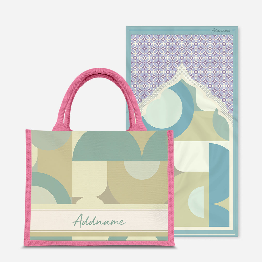 Ryn Series Prayer Mat with Half Lining Small Jute Bag-Pandan