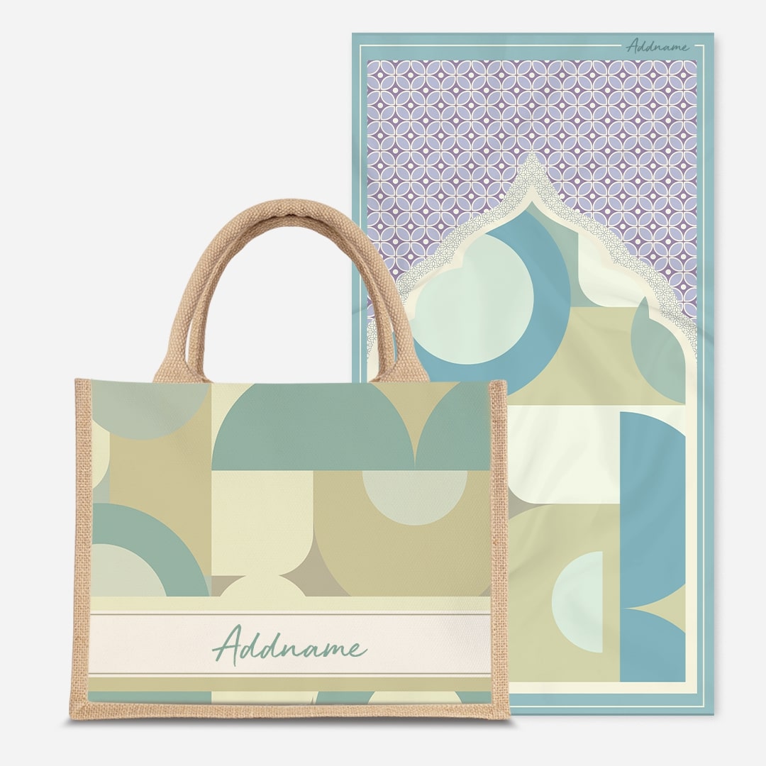 Ryn Series Prayer Mat with Half Lining Small Jute Bag-Pandan