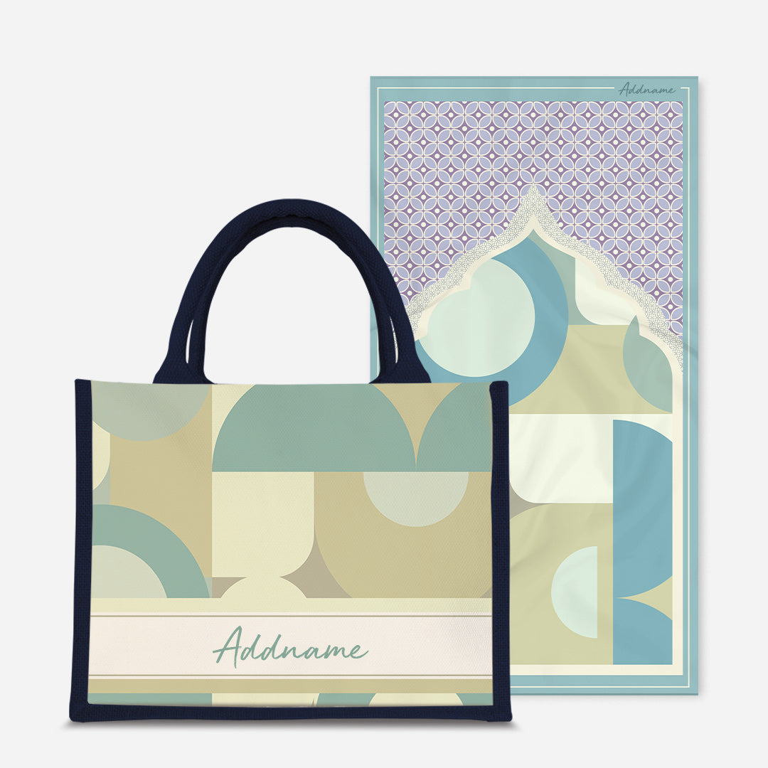 Ryn Series Prayer Mat with Half Lining Small Jute Bag-Pandan