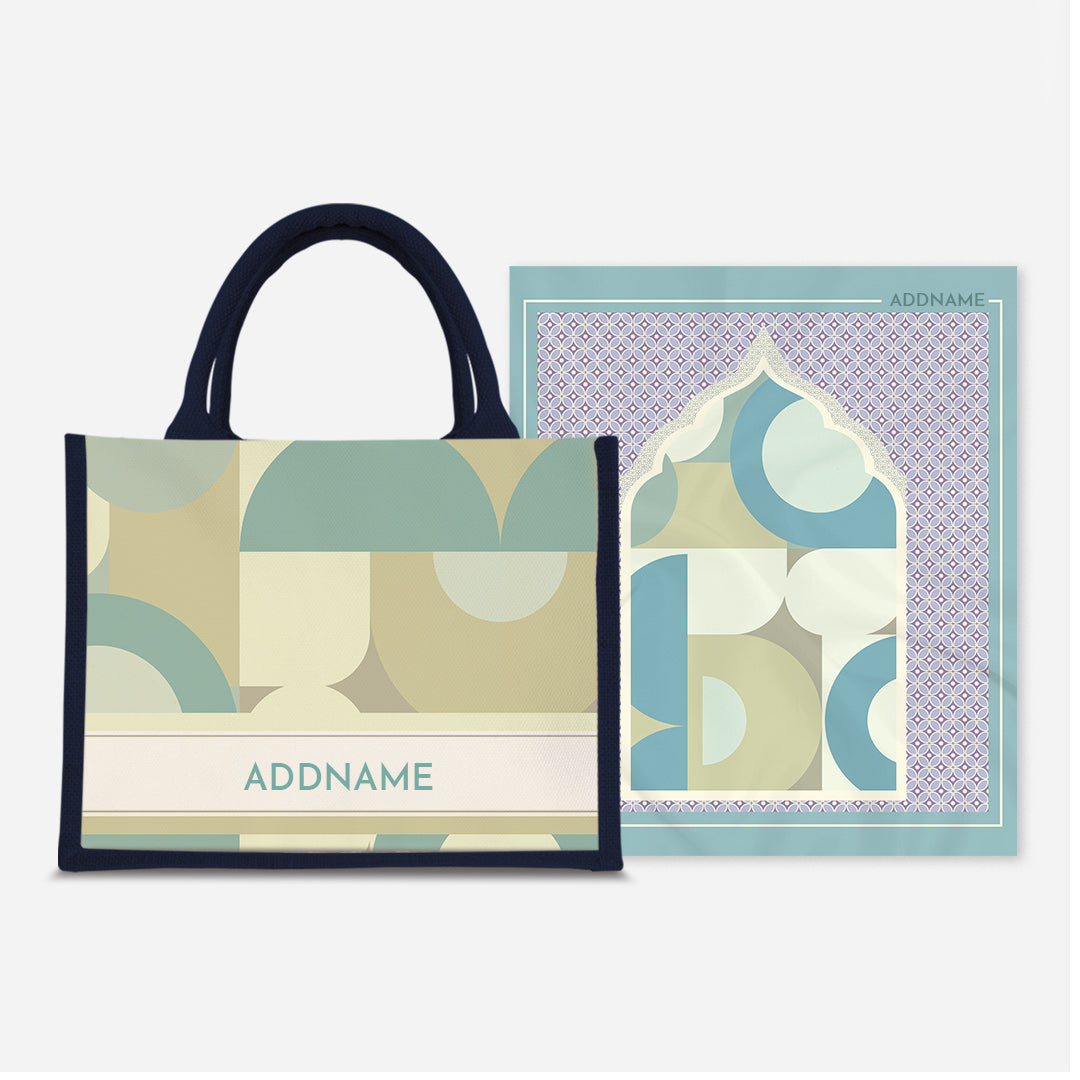 Ryn Series Prayer Mat with Half Lining Small Jute Bag-Pandan