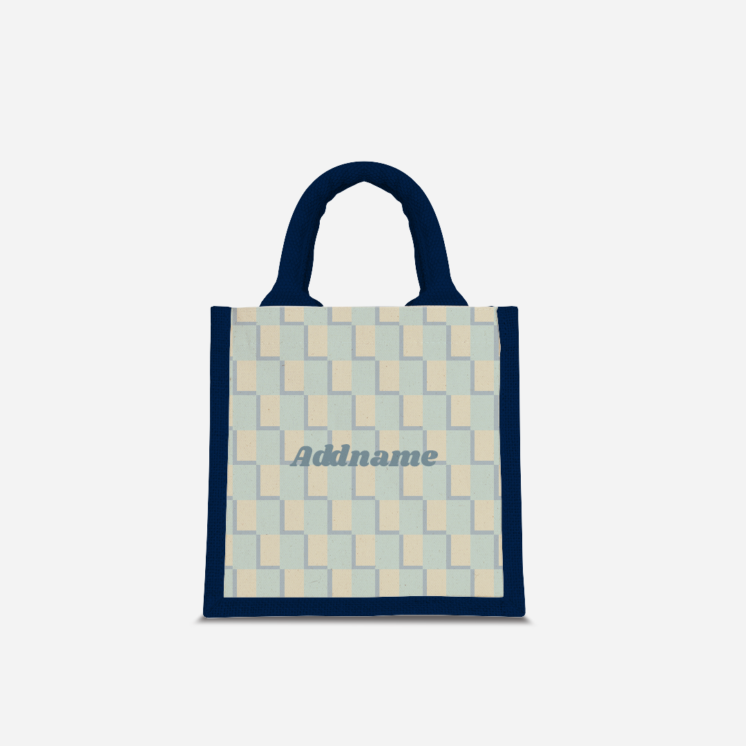 Checkered Series Half Lining Lunch Bag - Blue Navy