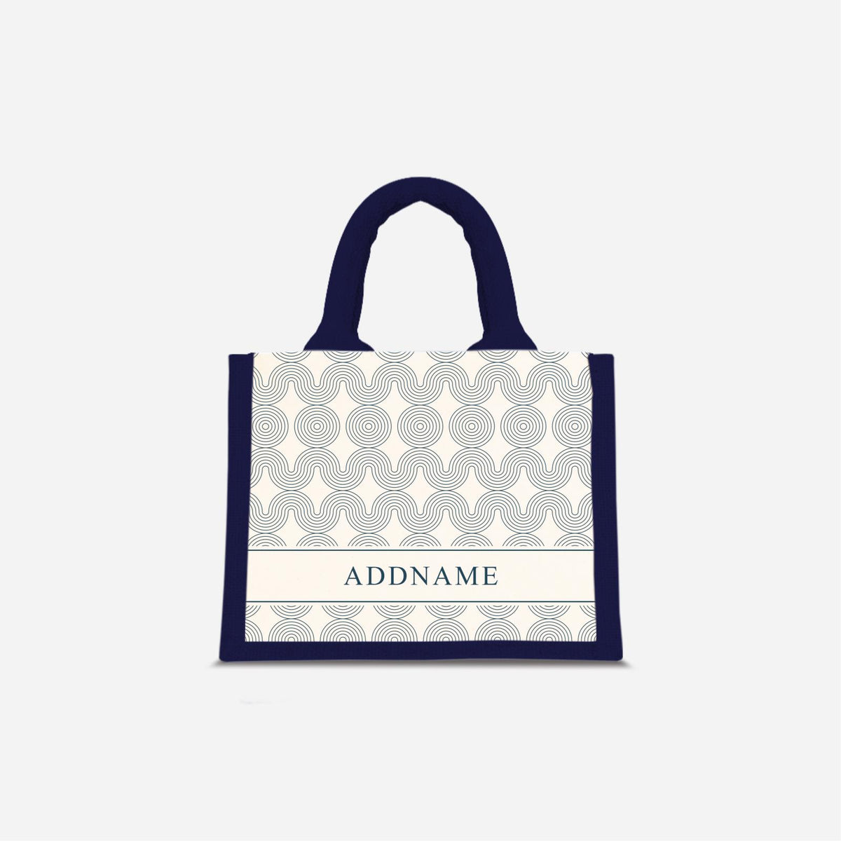Moire Series Half Lining Jute Bag - Navy Blue