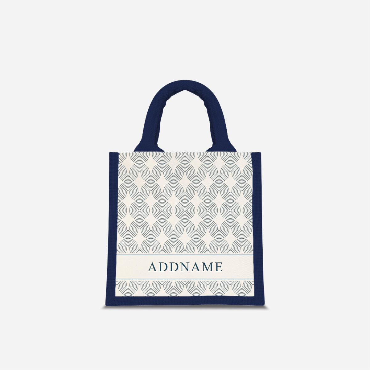 Moire Series Half Lining Jute Bag - Navy Blue