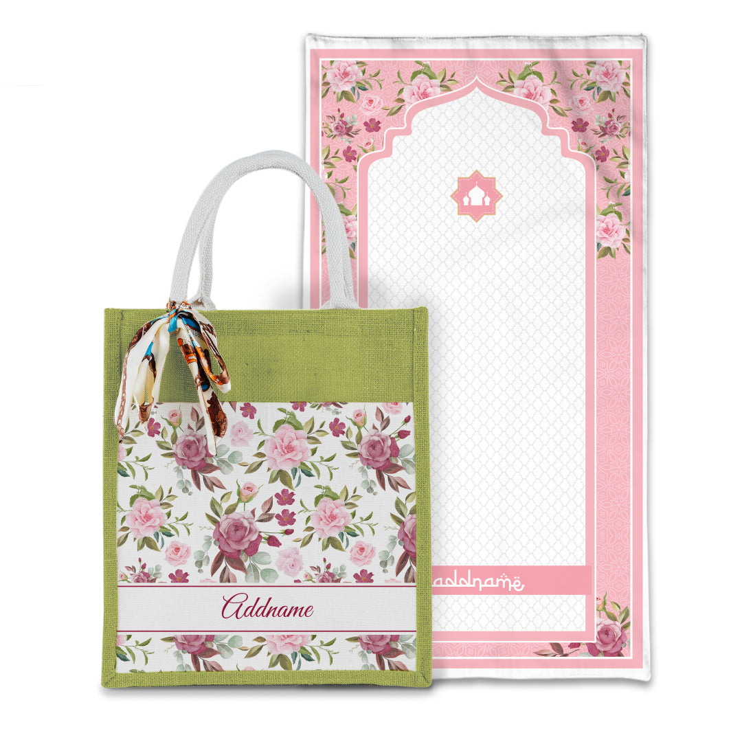 Laura Ruby Sejadah with Matching Colourful Jute Bag