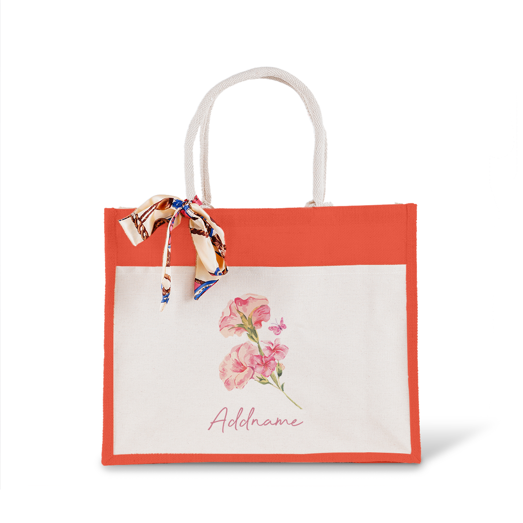 Petunia With Jute Bag with Front Pocket