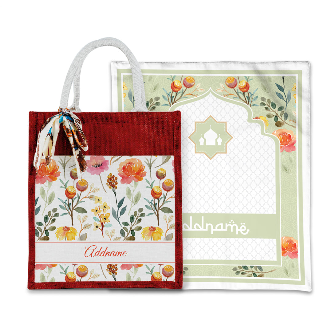 Laura Carnelian Sejadah with Matching Colourful Jute Bag