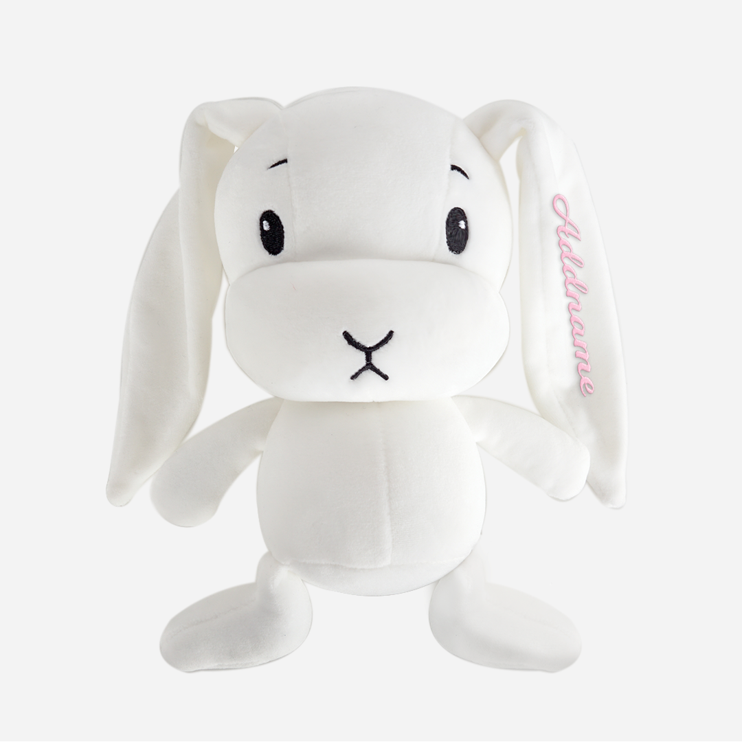 White Rabbit Doll with Light Pink Embroidery
