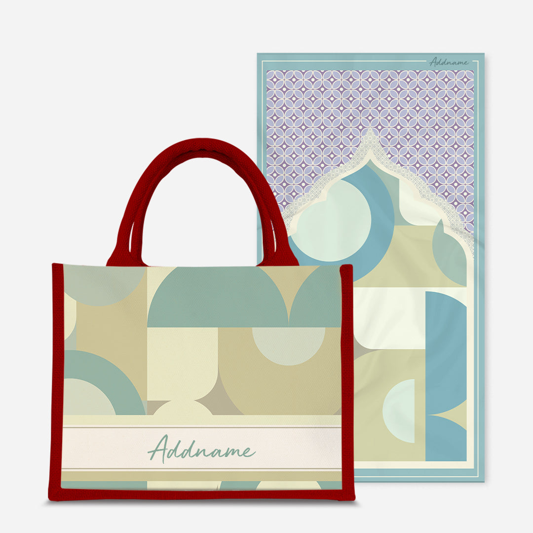 Ryn Series Prayer Mat with Half Lining Small Jute Bag-Pandan