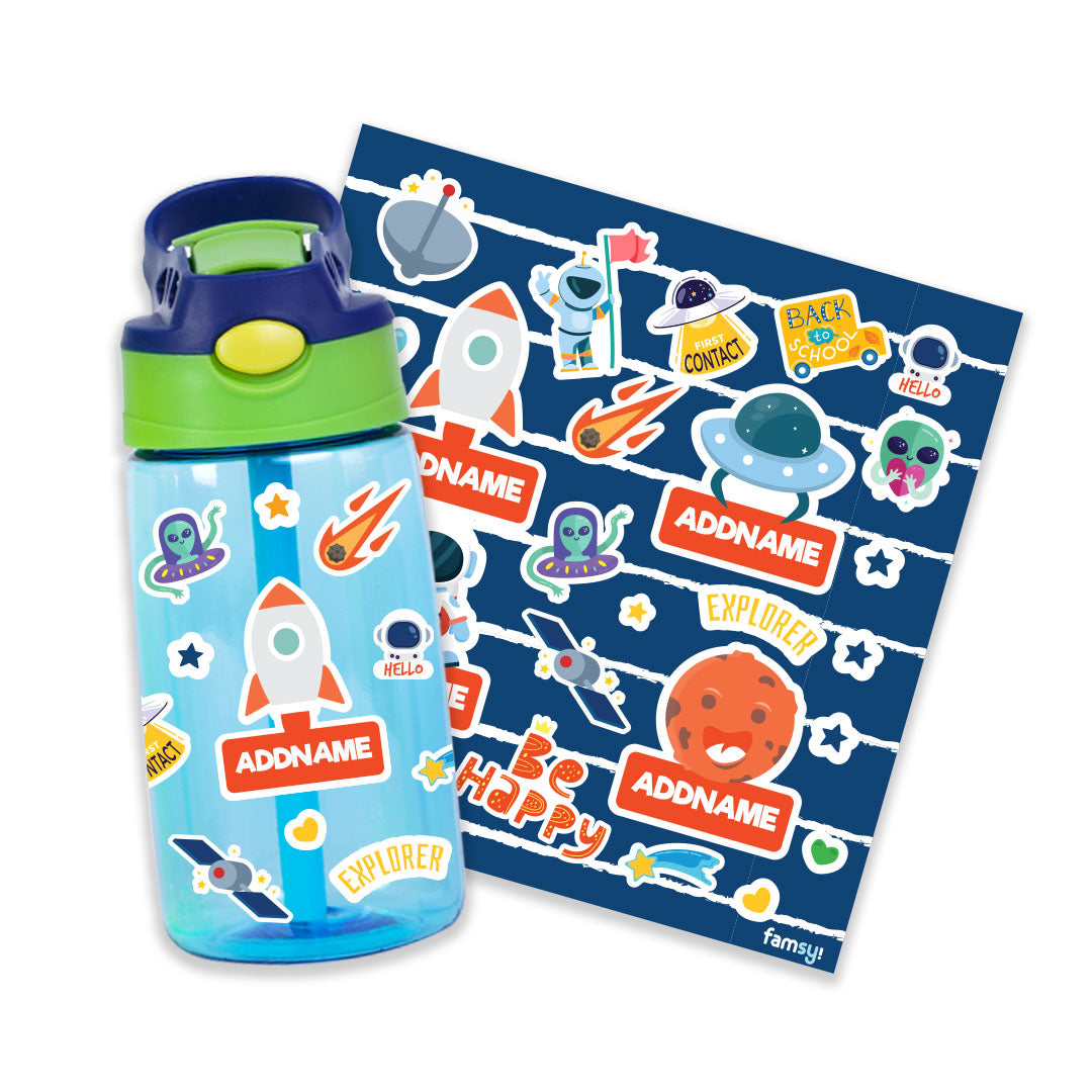 Dark Blue Spaceship Blue Kiddies Bottle