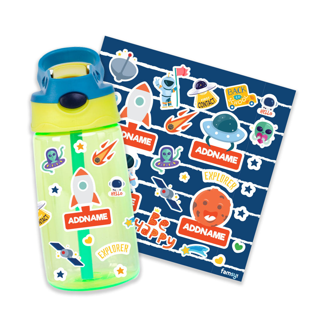 Dark Blue Spaceship Green Kiddies Bottle