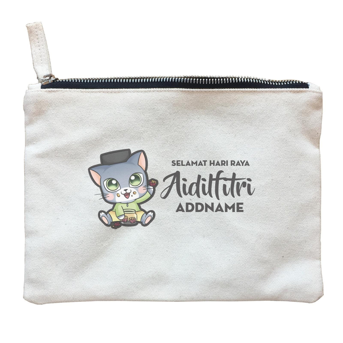 Raya Cute Animals Baby Boy Cat Wishes Selamat Hari Raya Aidilfitri ZP Zipper Pouch