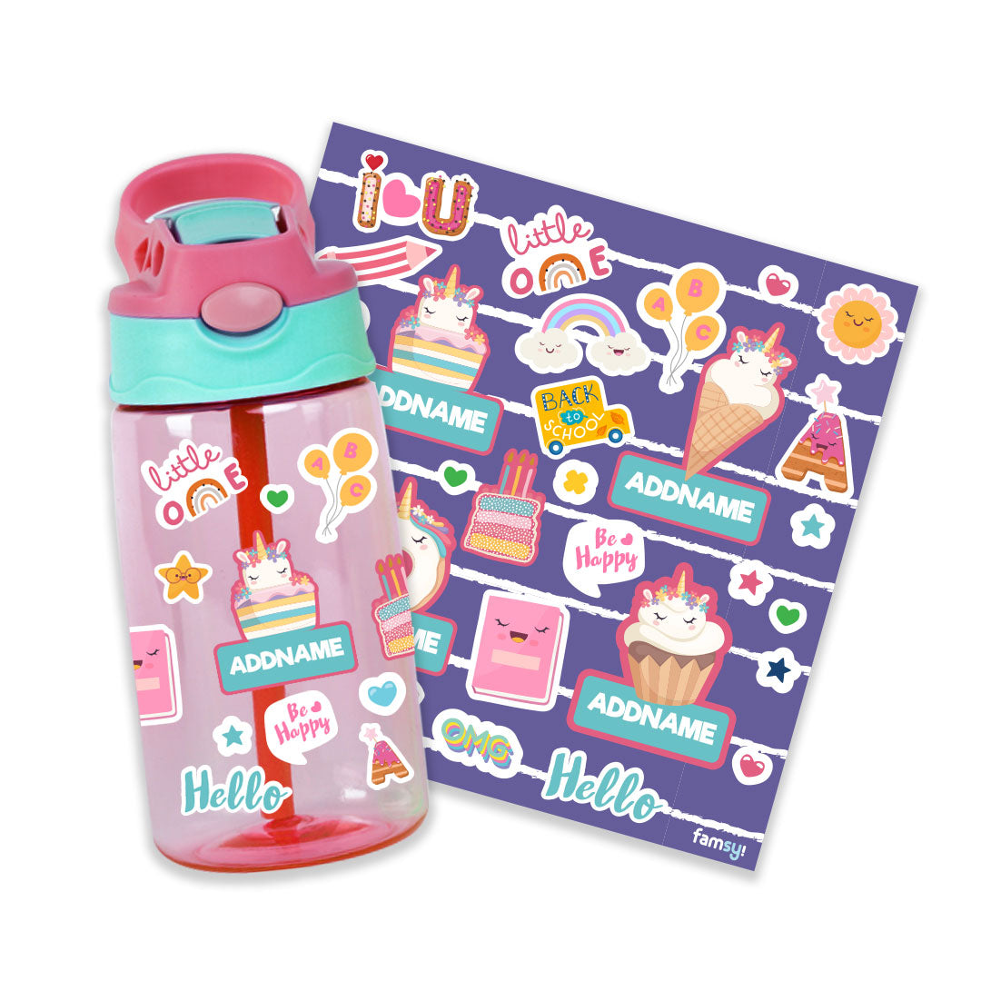 Unicorn with Donut Set Pink Kiddies Bottle