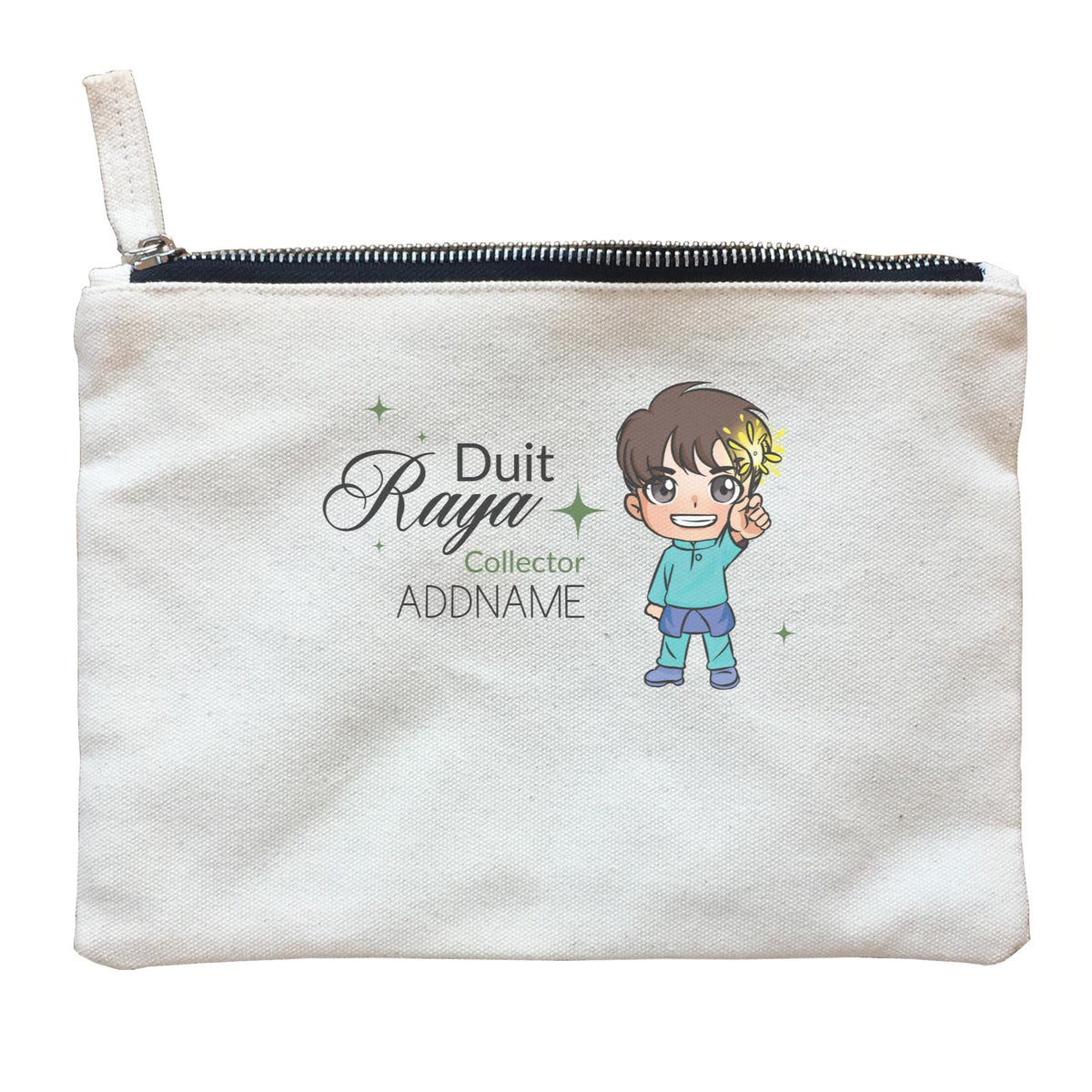 Raya Chibi Little Boy Duit Raya Collector Addname Zipper Pouch