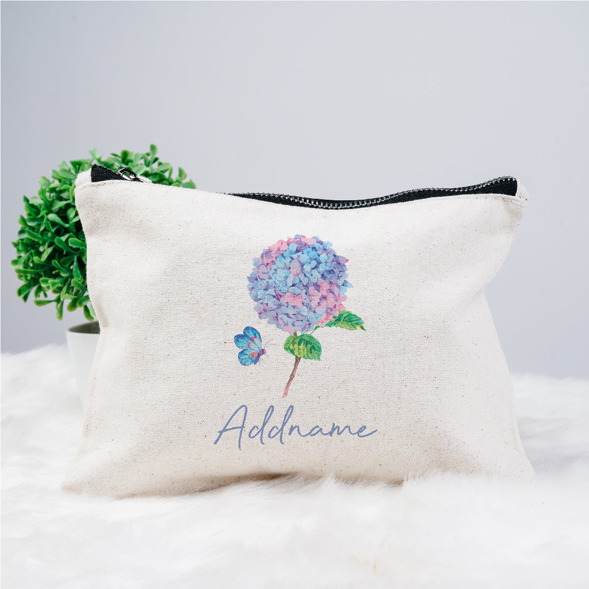 Pastel Flower Hydrangea Zipper Pouch