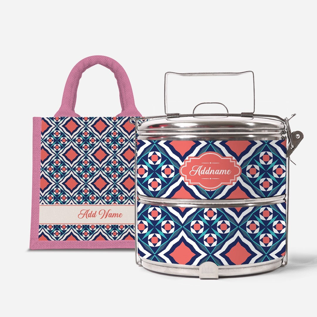 Moroccan Series - Chihab  - Lunch Tote Bag with Two-Tier Tiffin Carrier