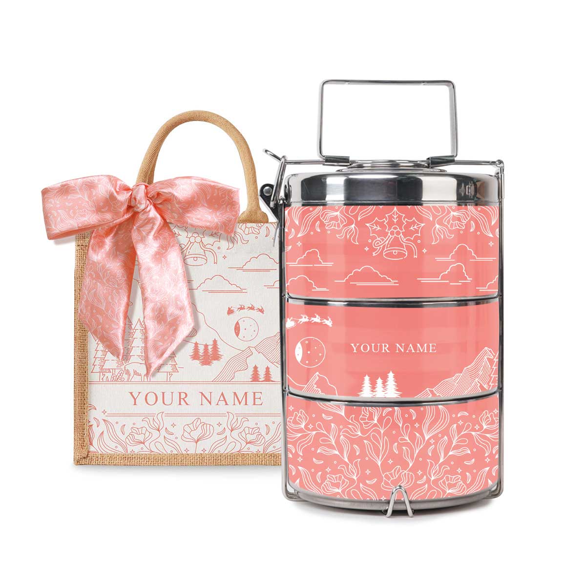 Ancient Series - Lunch Tote Bag with Three-Tier Tiffin Carrier