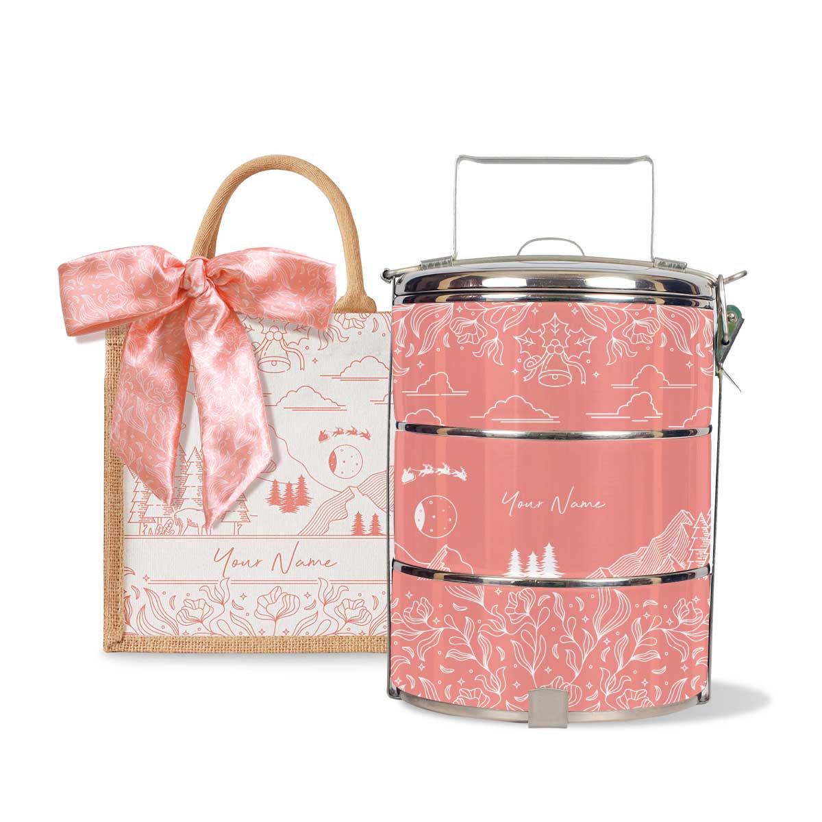 Ancient Series - Lunch Tote Bag with Three-Tier Tiffin Carrier